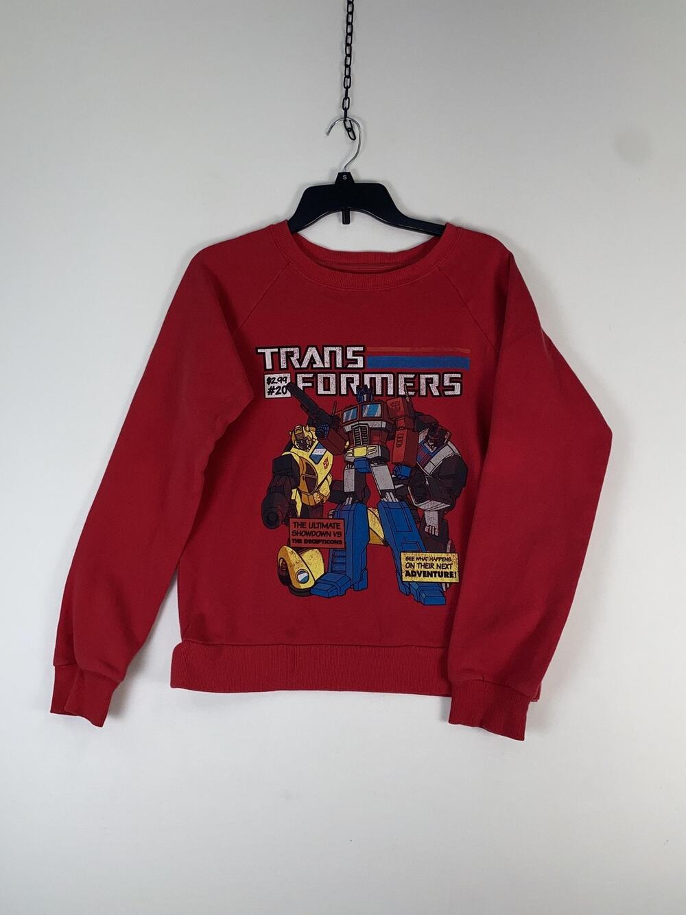 Transformers Sweatshirt Youth Small Red Fleece Optimus Prime Bumblebee